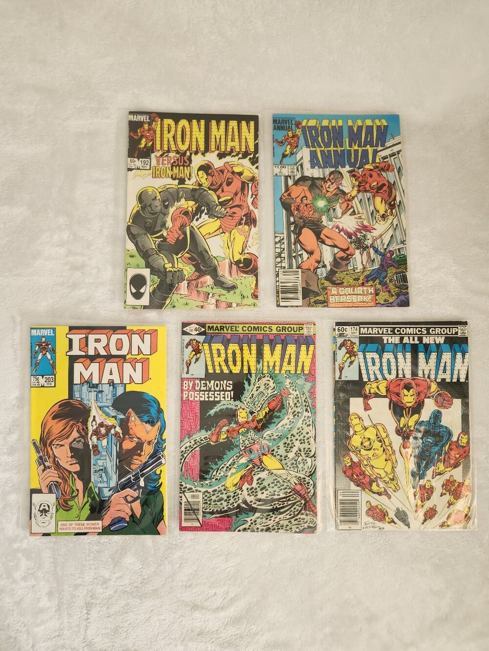 Iron Man #130 #174 #192 #203 Annual #7 Marvel 5 Comic Book Lot Vintage Superhero